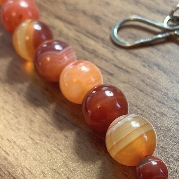 Signed Jay King DTR Agate Gemstone Pendant Necklace Orange White Sterling Silver - Picture 15 of 16